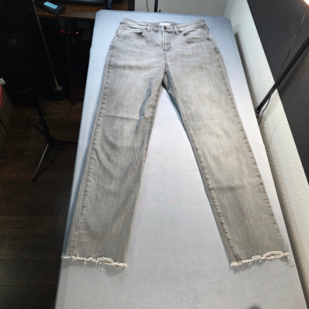 Carve Designs Gray Organic Cotton Straight Leg Raw Hem Jeans Womens Size 12 - Picture 10 of 12